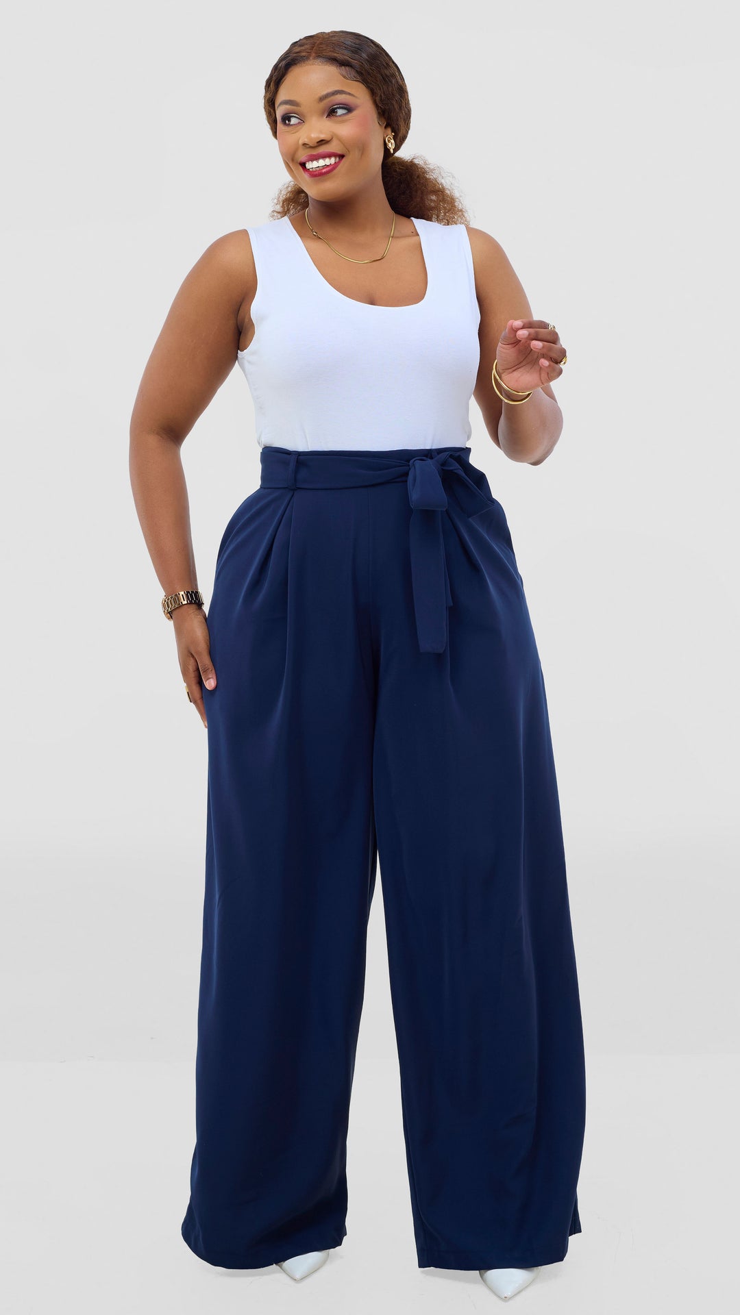 Poised Palazzo Pants - Navy Blue