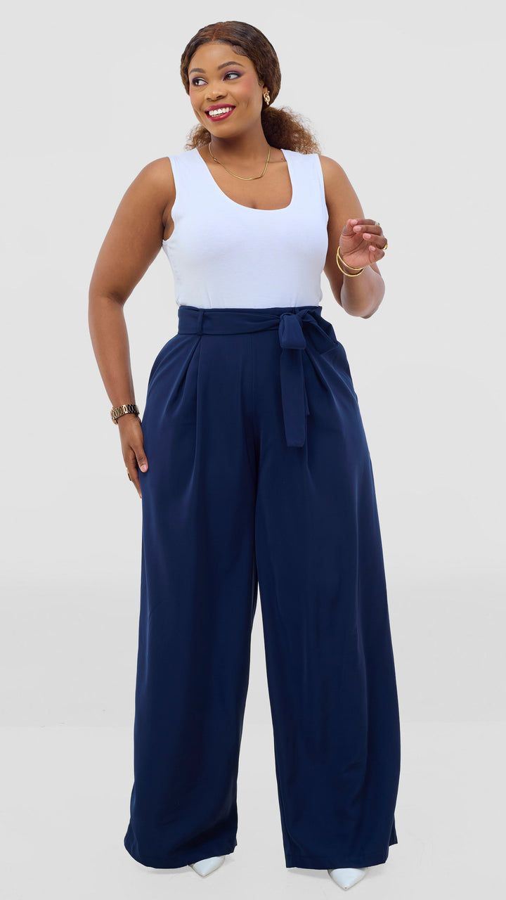 Poised Palazzo Pants - Navy Blue