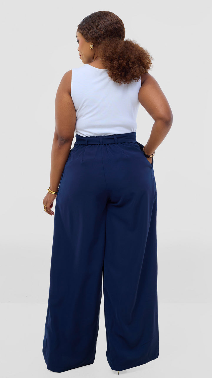 Poised Palazzo Pants - Navy Blue