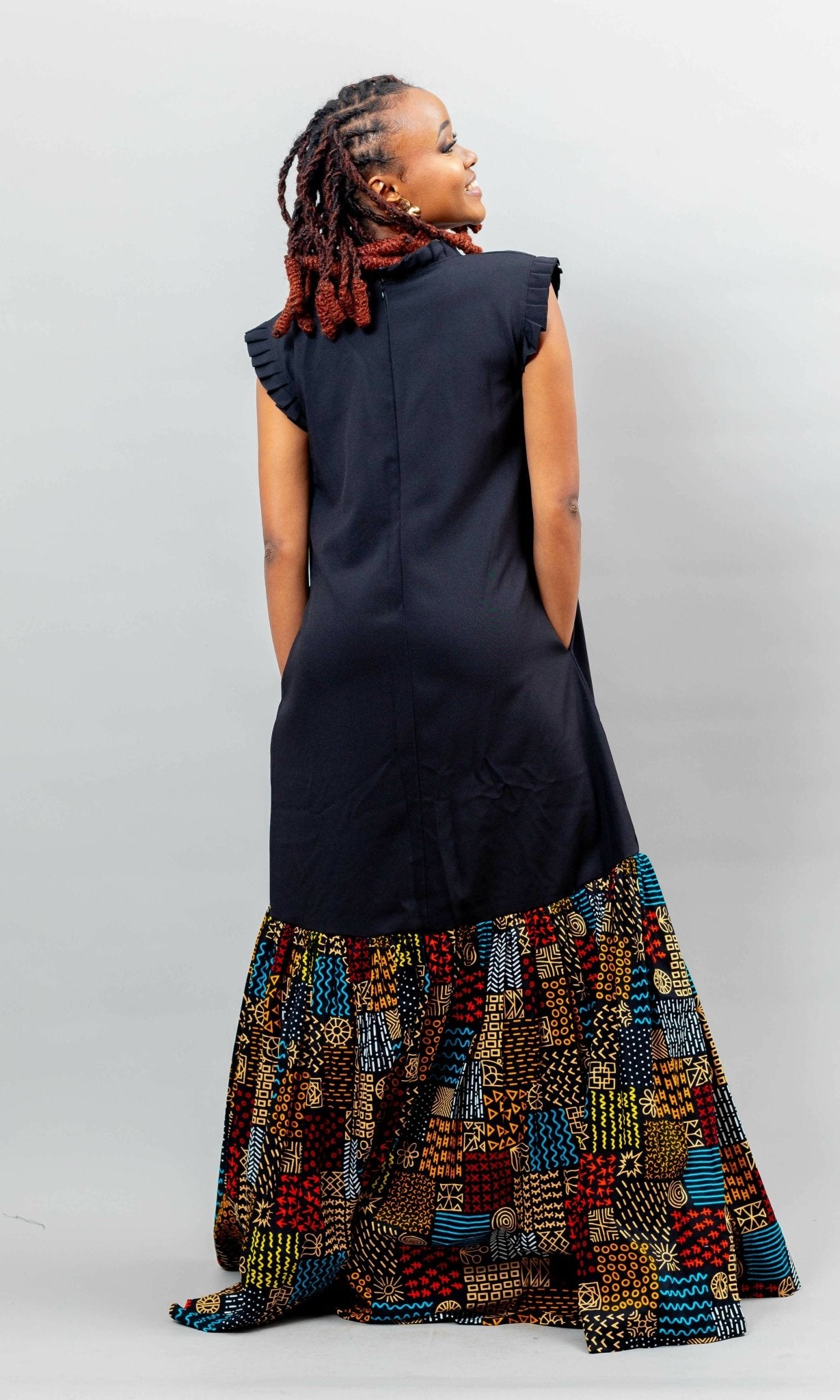 Afriwia Jacaranda Dress - Black - Shopzetu