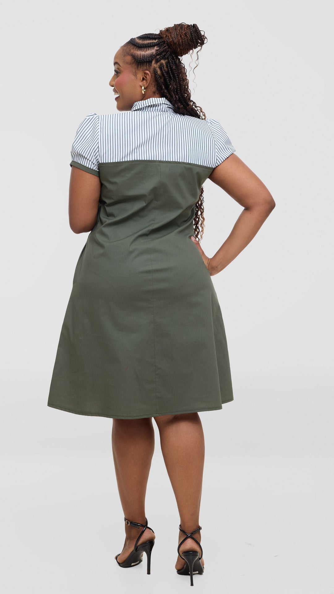 Jolly Fancy Wear Nuru Office Dress-Jungle Green