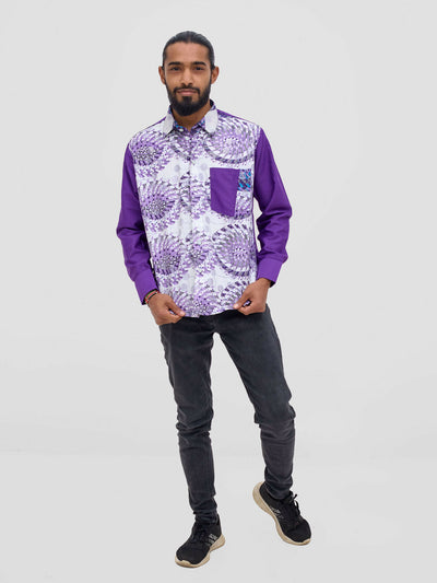 Mendilines Warm African Shirt - Purple / White - Shopzetu