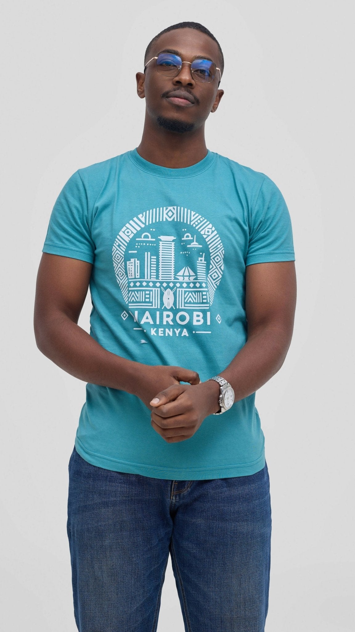 Kitu Kali Graphic With Nairobi II T-shirt - Teal - Shopzetu