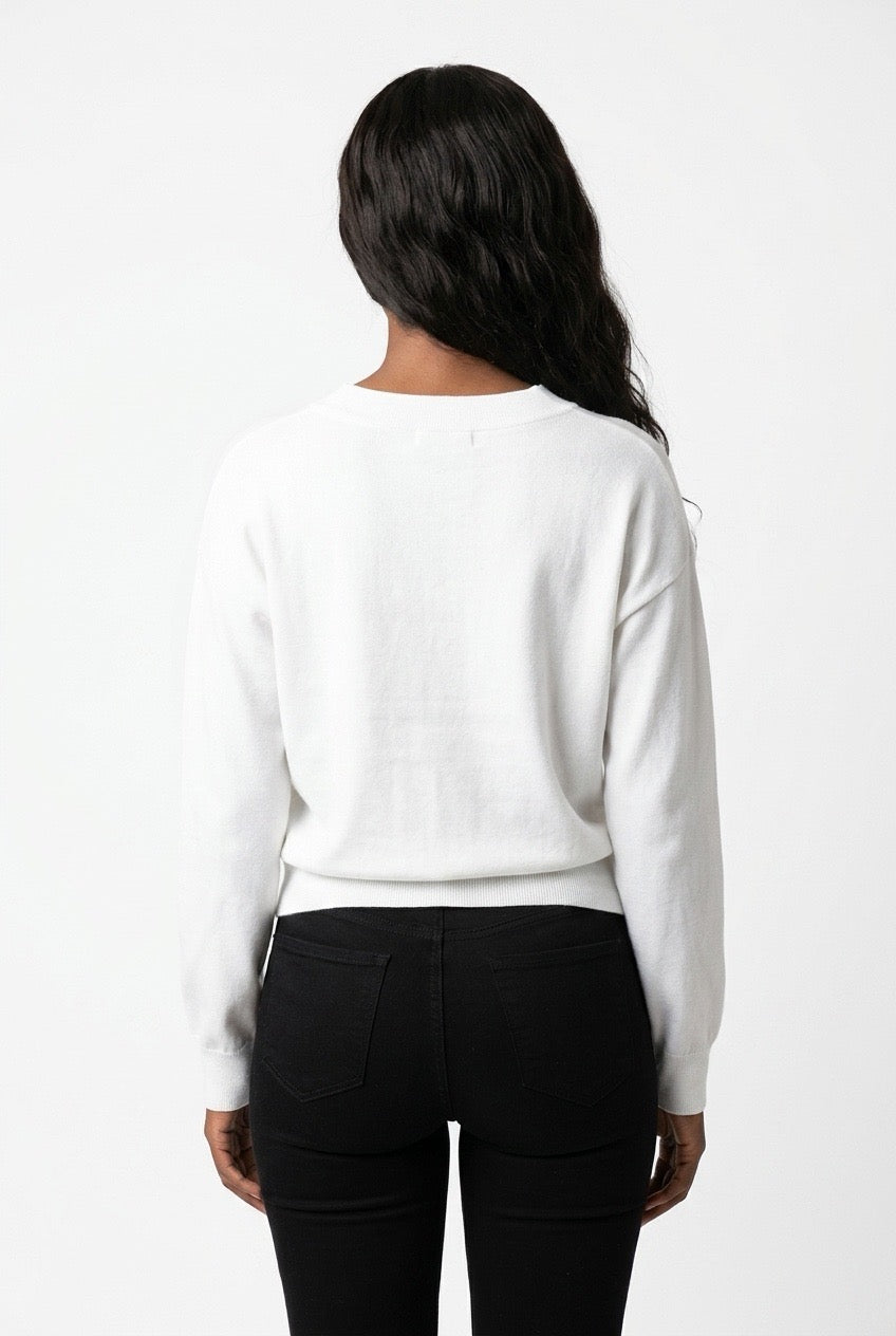 Stylish Sisters Knit Cardigan - White