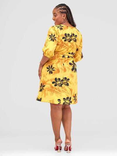 Lizola Dinah Shift Dress - Mustard / Yellow - Shopzetu