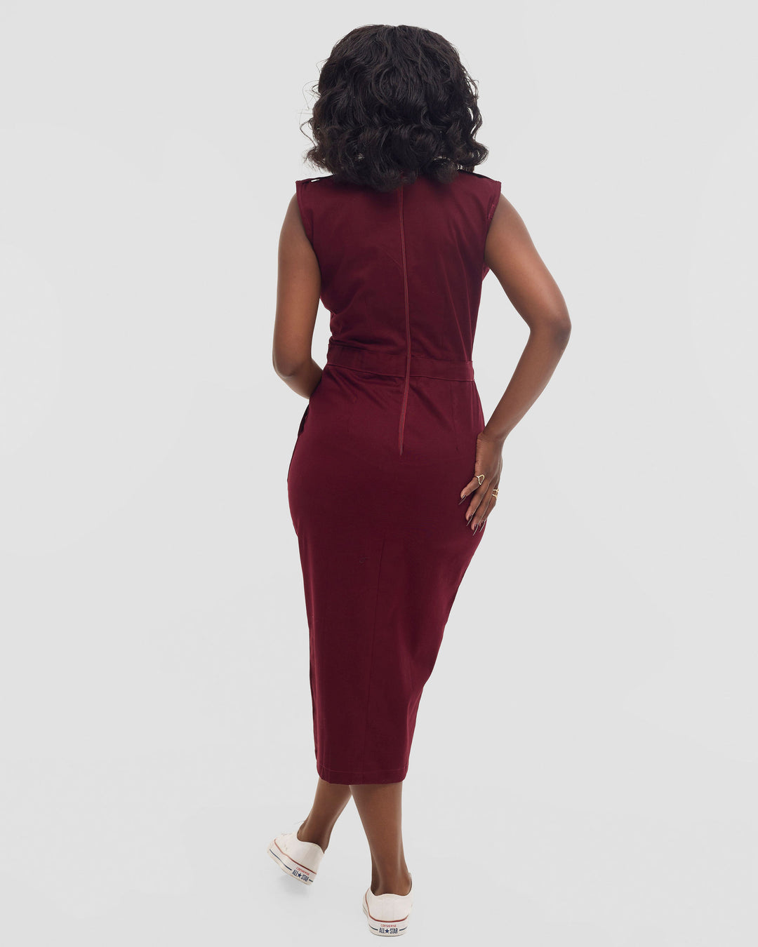 Home Of Calor Front Slit Dress -  Marlot Maven Maroon