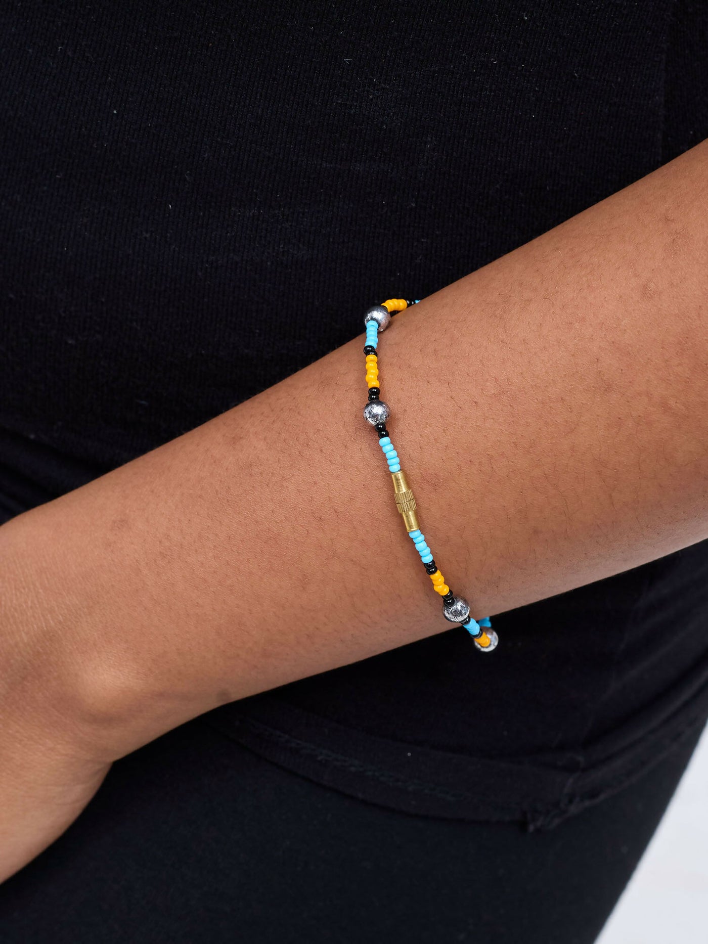Dianaah J Beaded Bracelet - Blue / Yellow - Shopzetu