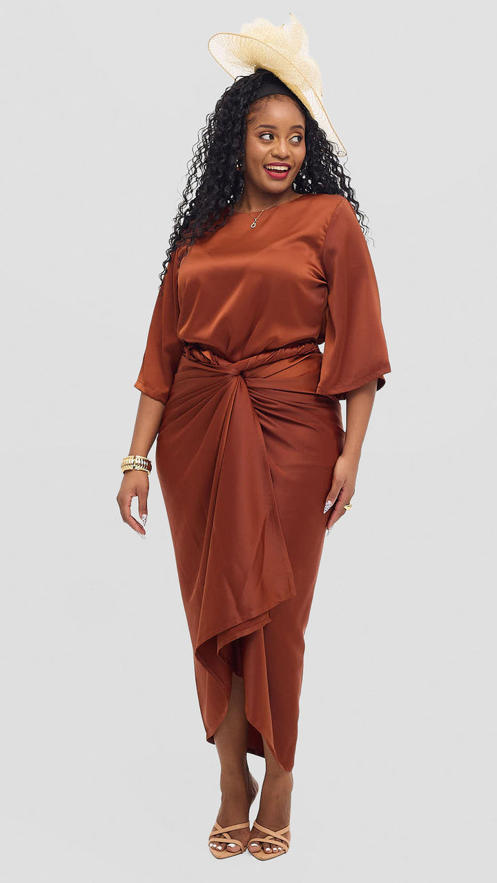 Shona Buba Skirt Set - Brown