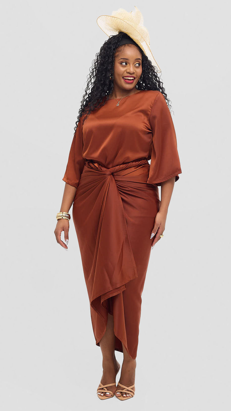 Shona Buba Skirt Set - Brown