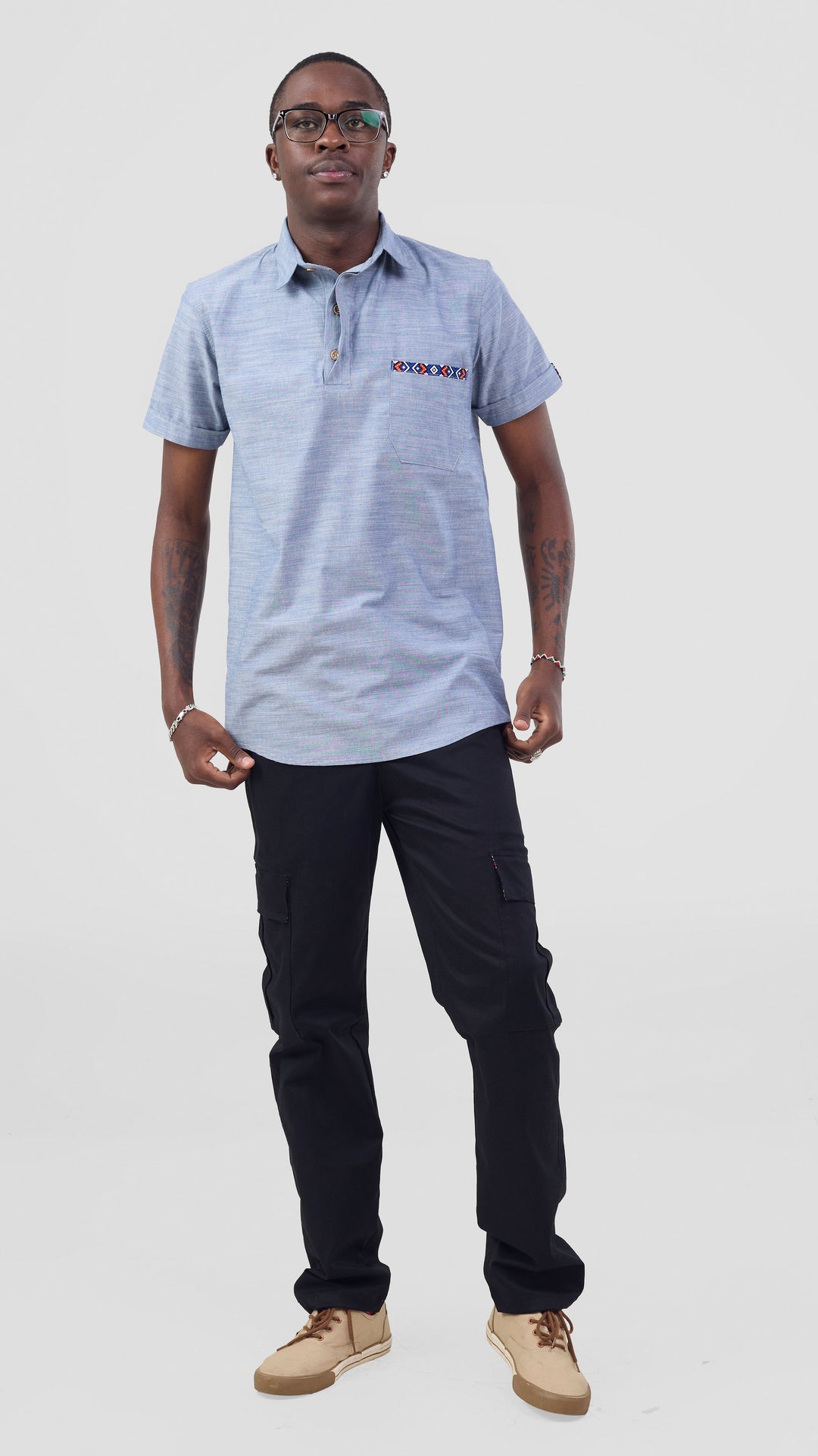 Home of Calor Tribal Men Shirt - Blue