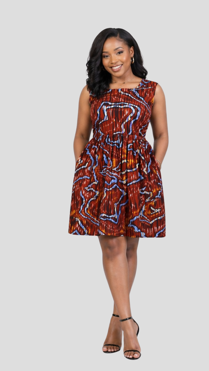The Fashion Frenzy Curvy Plus Size Amani Printed Skater Dress - Red