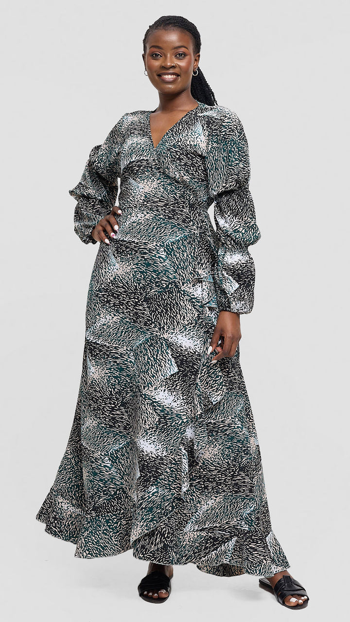 Salok Havilah Kyra Wrap Dress - Green Print