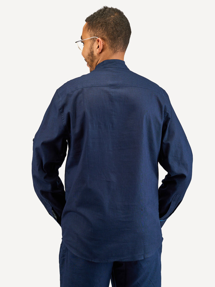 Kitu Kali Linen Long-Sleeve KK Shirt - Navy