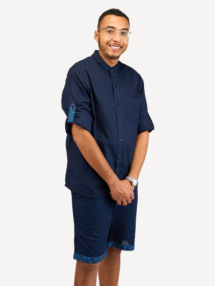 Kitu Kali Linen Long-Sleeve KK Shirt - Navy