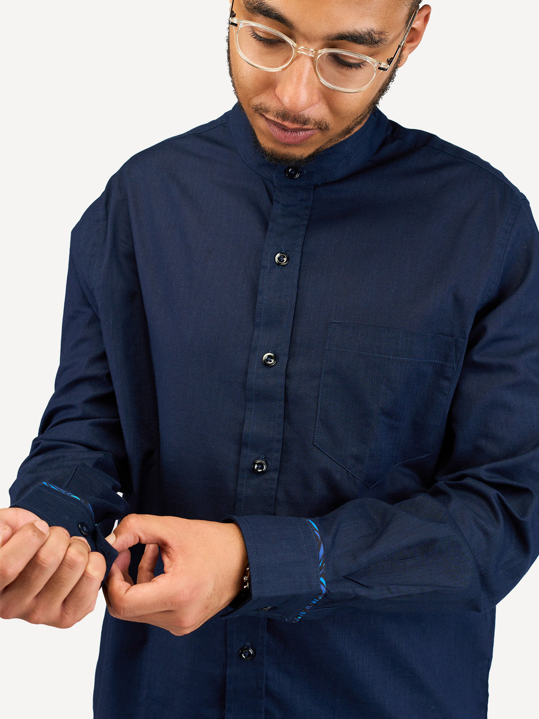 Kitu Kali Linen Long-Sleeve KK Shirt - Navy