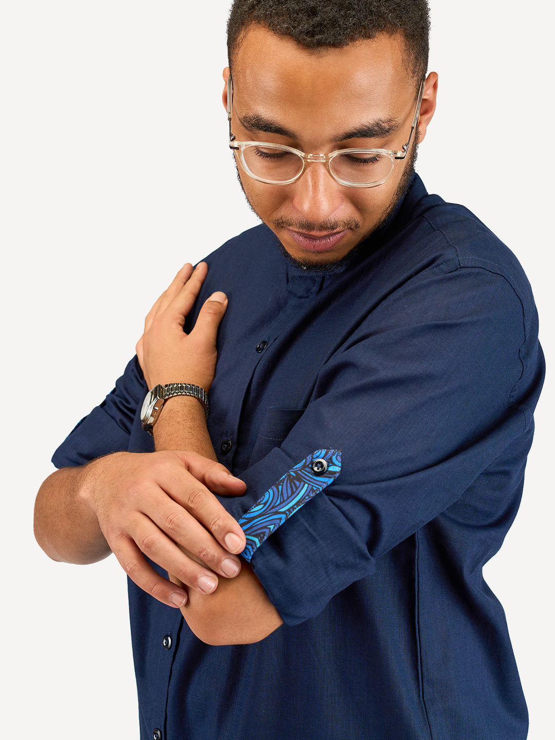 Kitu Kali Linen Long-Sleeve KK Shirt - Navy