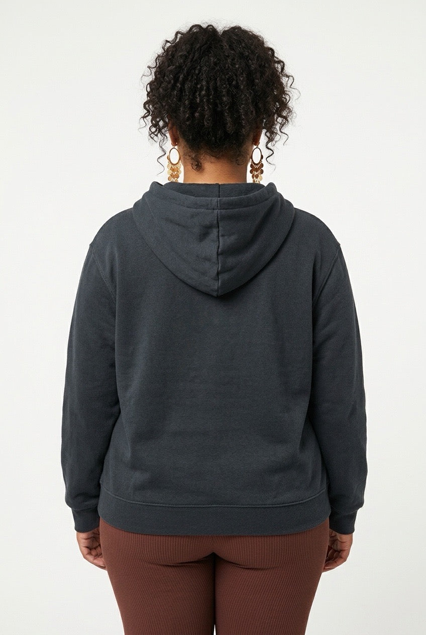 Stylish Sisters Full-Zip Fleece Hoodie Jacket - Black