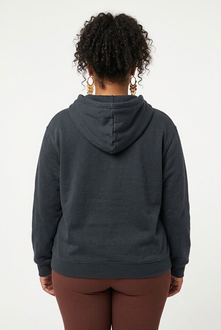 Stylish Sisters Full-Zip Fleece Hoodie Jacket - Black