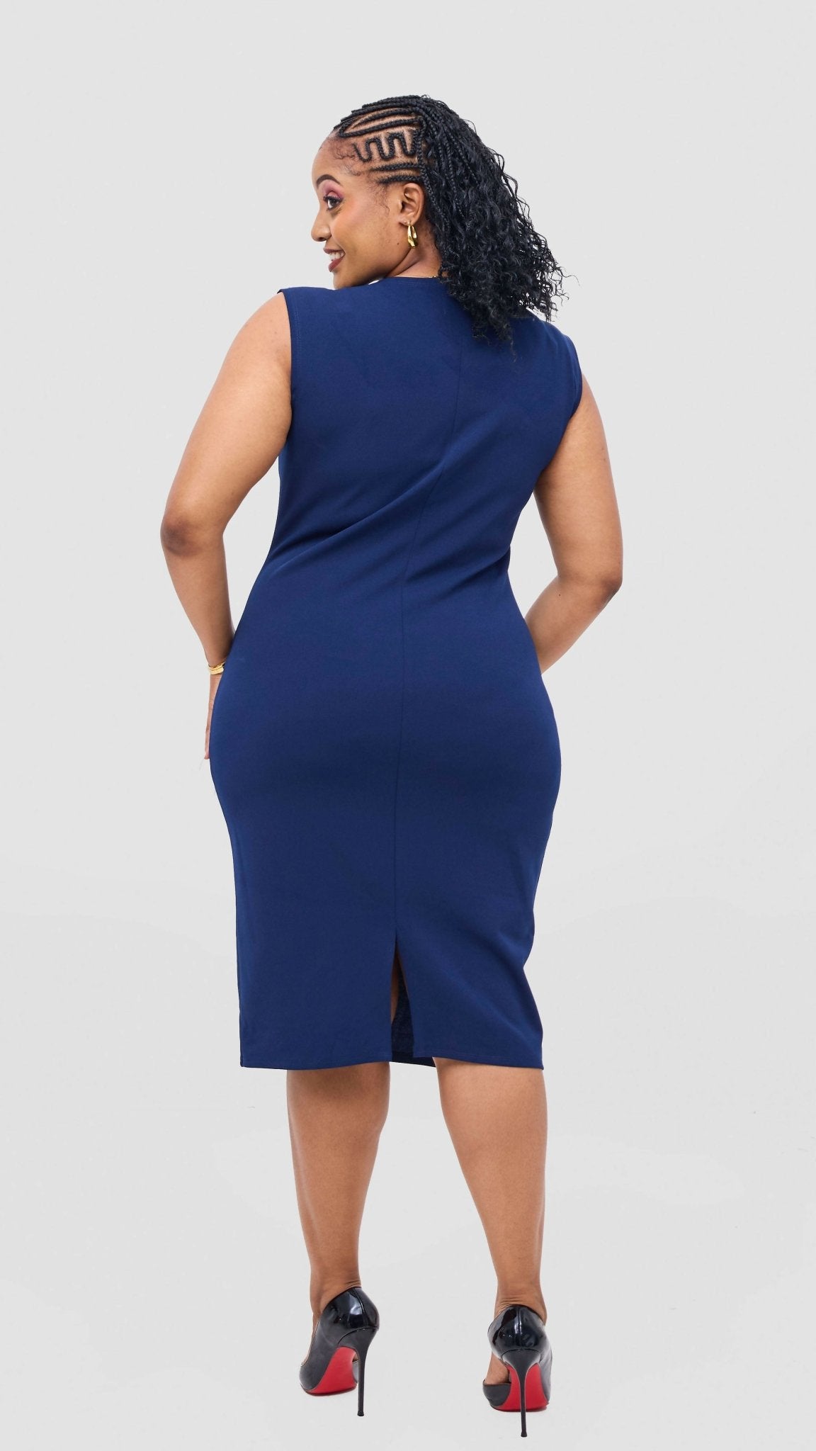 Lizola Adalee Bodycon Dress - Navy Blue - Shopzetu