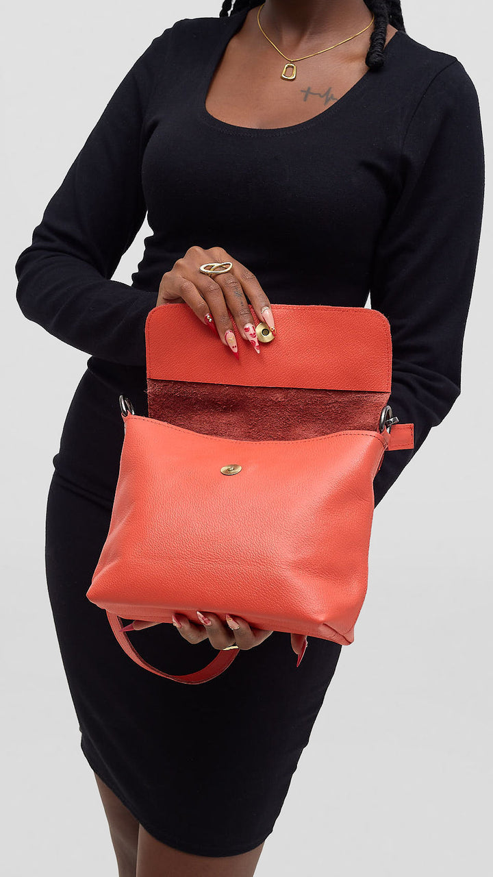 Leather Aura Savannah Bag - Red