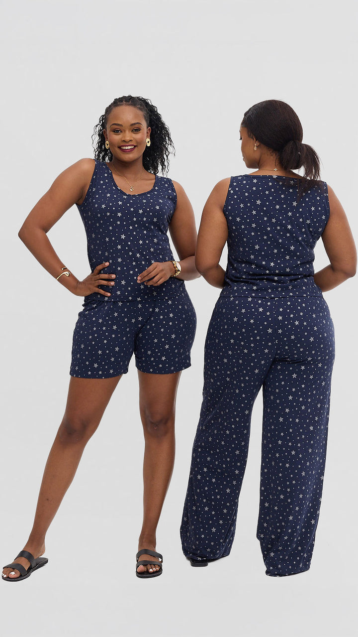 Inroses Star Luxe Lounge Wear-Four Piece Set-Navy Blue