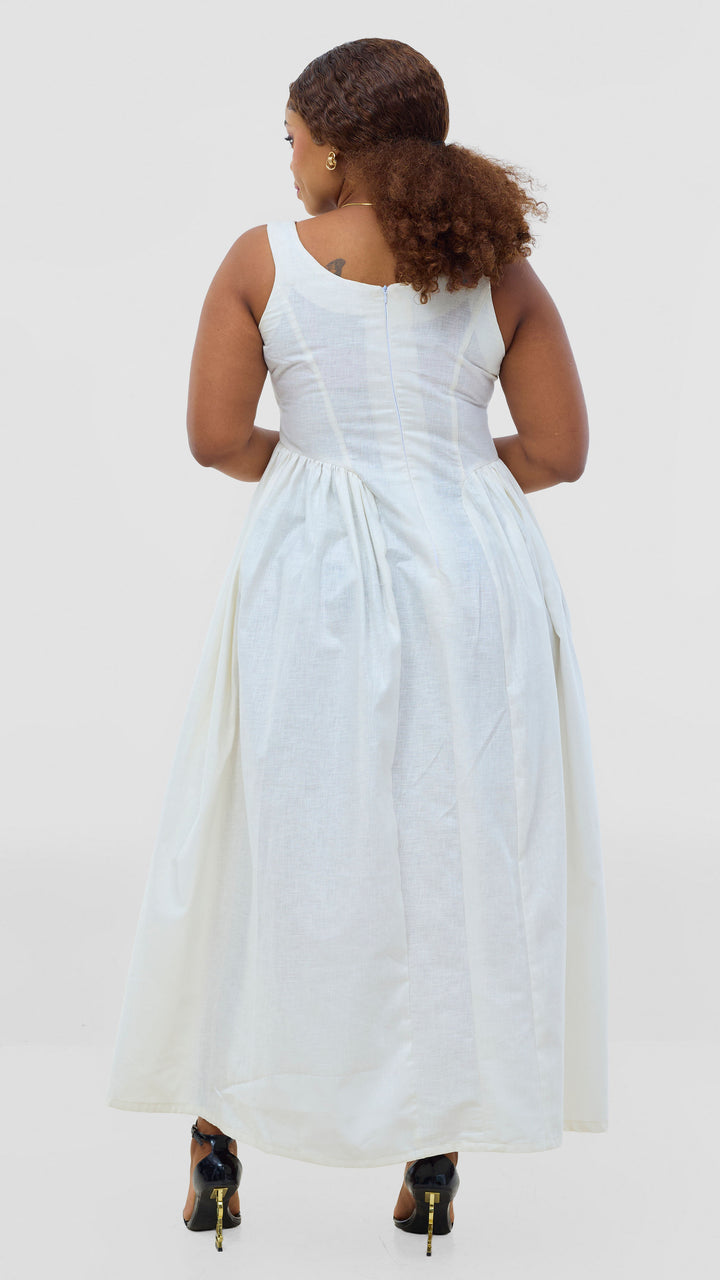 Tuwe Bora Mazuri Linen Dress - White