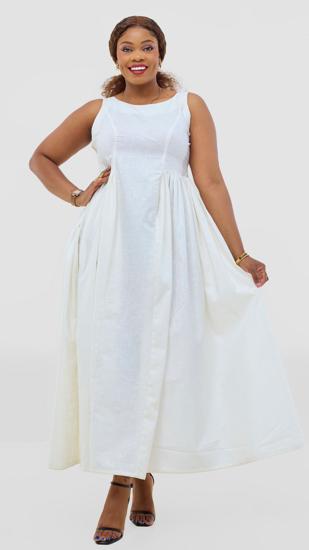 Tuwe Bora Mazuri Linen Dress - White
