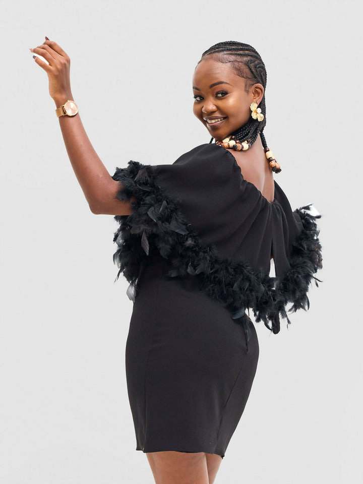 Elegance Fashion Off - Shoulder Dress - Black - Shopzetu
