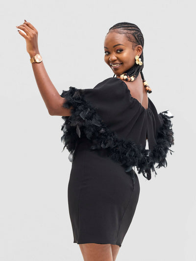Elegance Fashion Off - Shoulder Dress - Black - Shopzetu