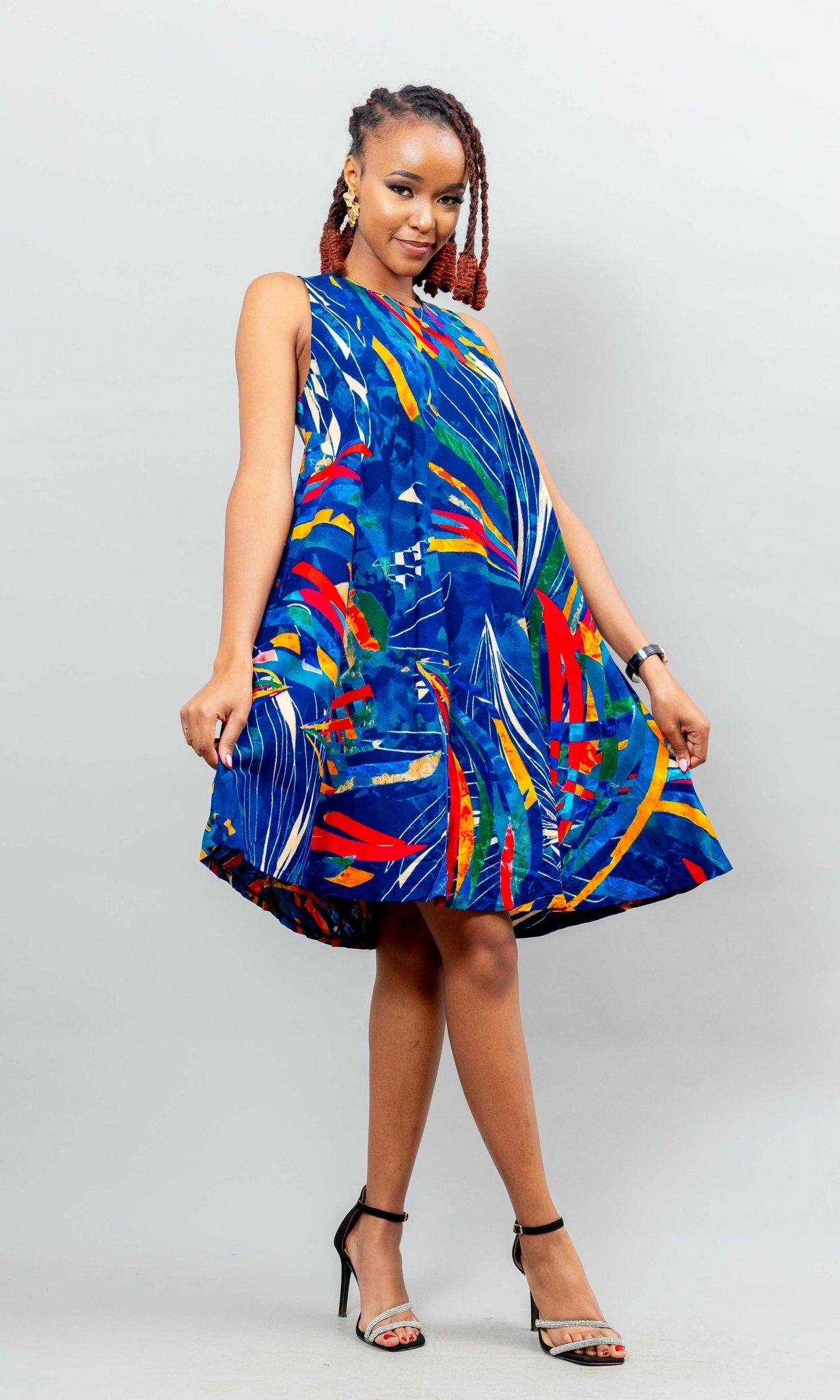 Afriwia Hazel Mini Dress - Ankara Print - Shopzetu