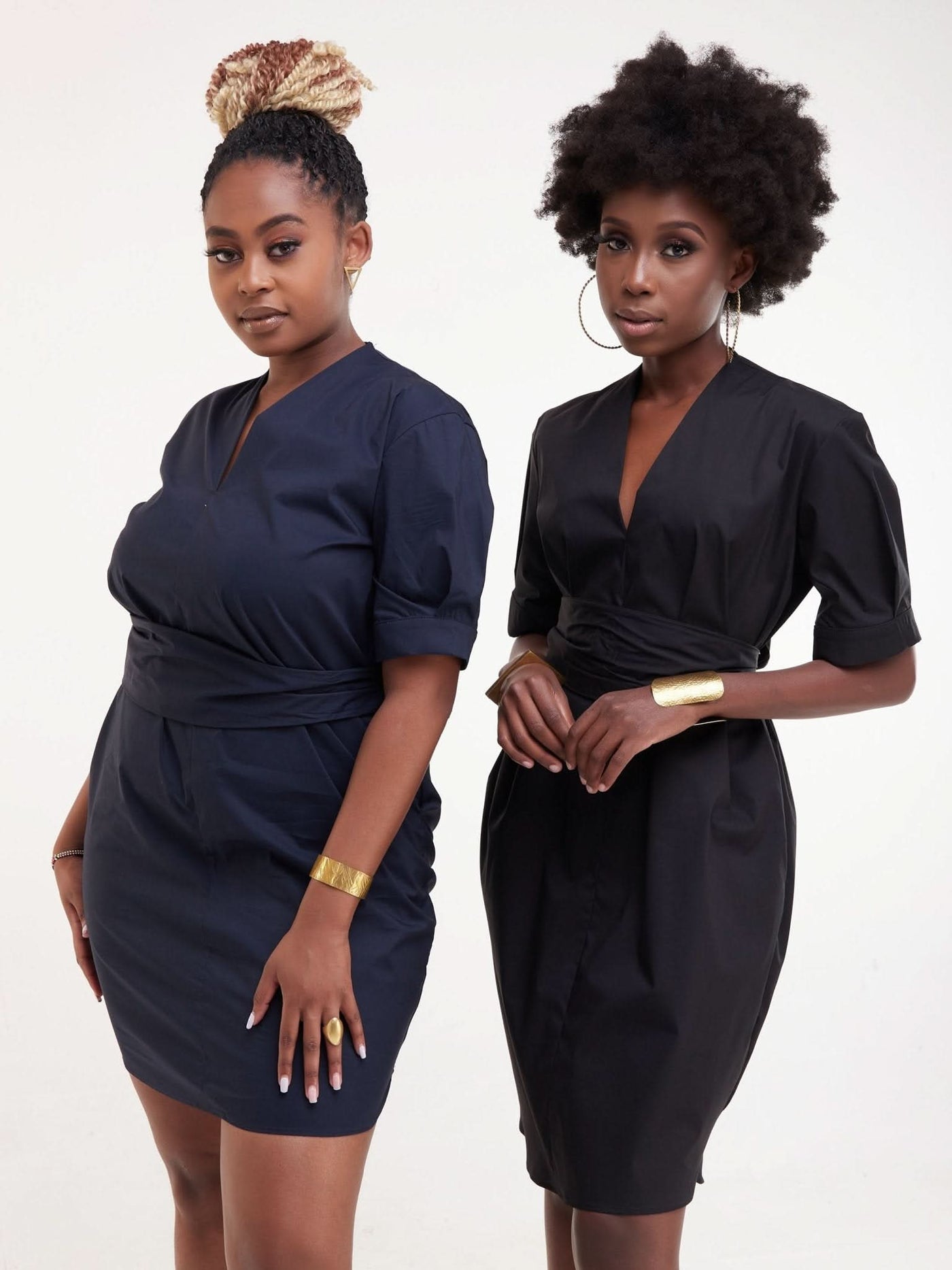Safari Huru Short Sleeved Shirt Dress - Navy Blue - Shopzetu