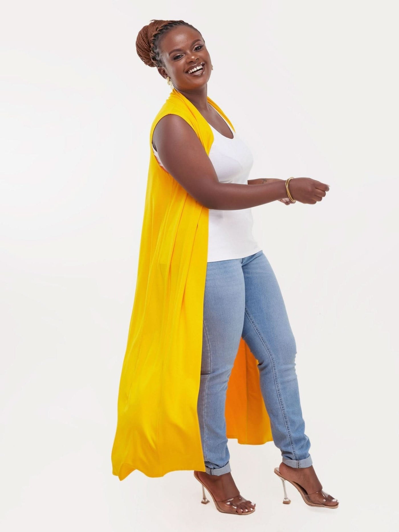 Vivo Basic Sleeveless Long Lily Waterfall - Yellow - Shopzetu