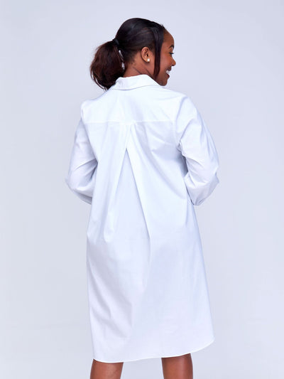 Safari by Vivo Kaya Long Sleeve Shirt Dress - White