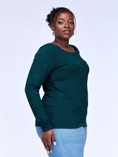 Vivo Basic Long Sleeved Top - Dark Green - Shopzetu