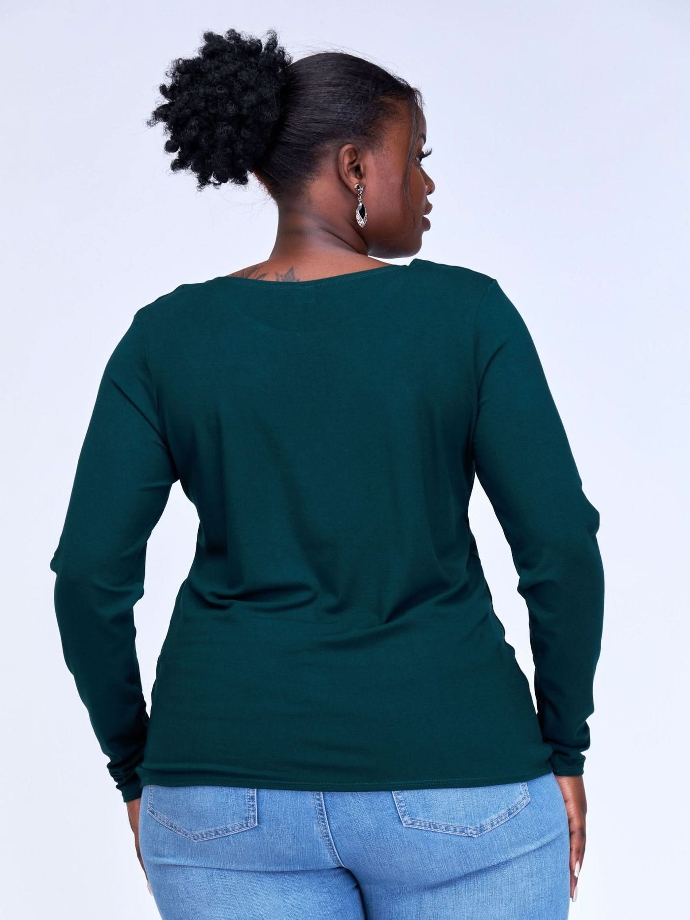 Vivo Basic Long Sleeved Top - Dark Green - Shopzetu