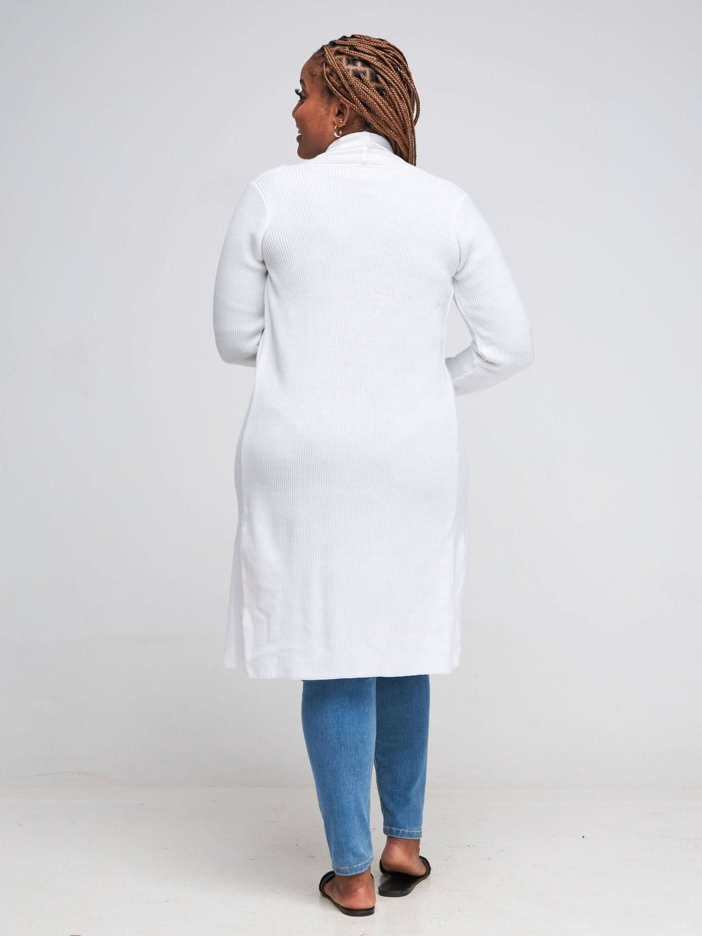 Vivo Long Sleeve Midi Waterfall - White - Shopzetu
