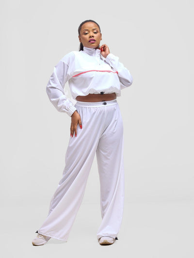 Zoya Vasha Midriff Jacket - White / Neon Pink - Shopzetu