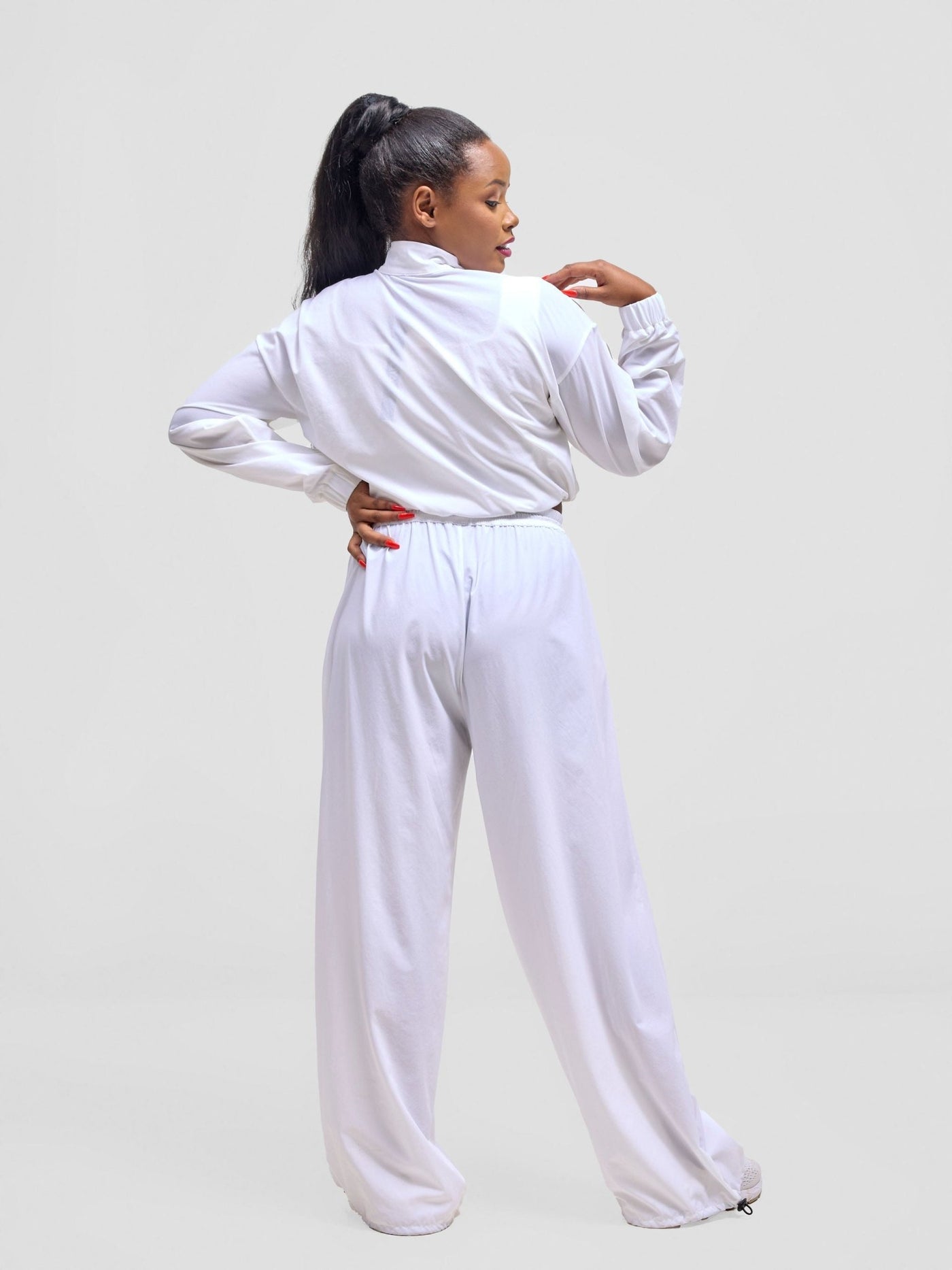 Zoya Vasha Midriff Jacket - White / Neon Pink - Shopzetu