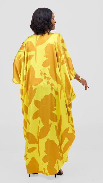 Vivo Lani Maxi Dress - Yellow / Dark Mustard Print - Shopzetu