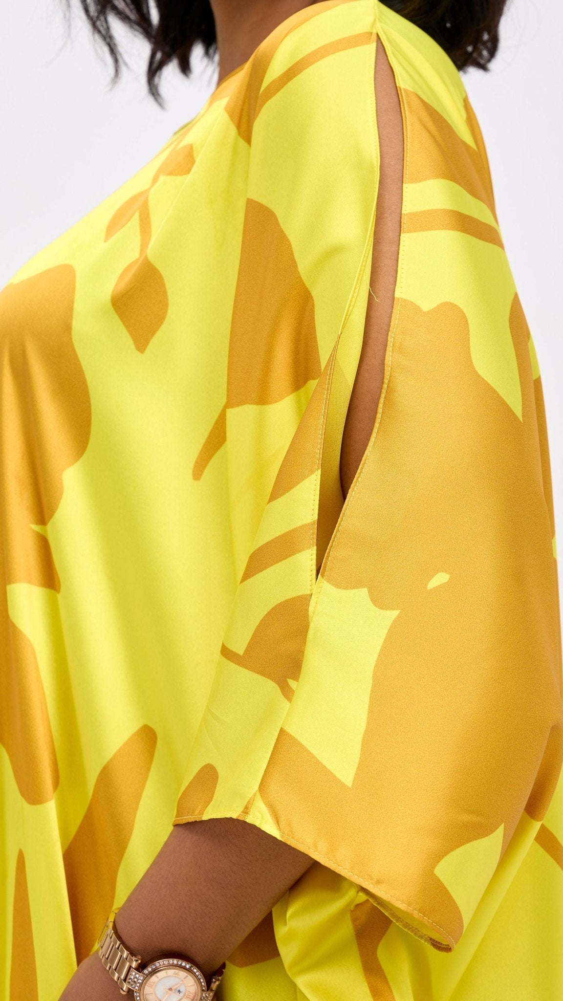 Vivo Lani Maxi Dress - Yellow / Dark Mustard Print - Shopzetu