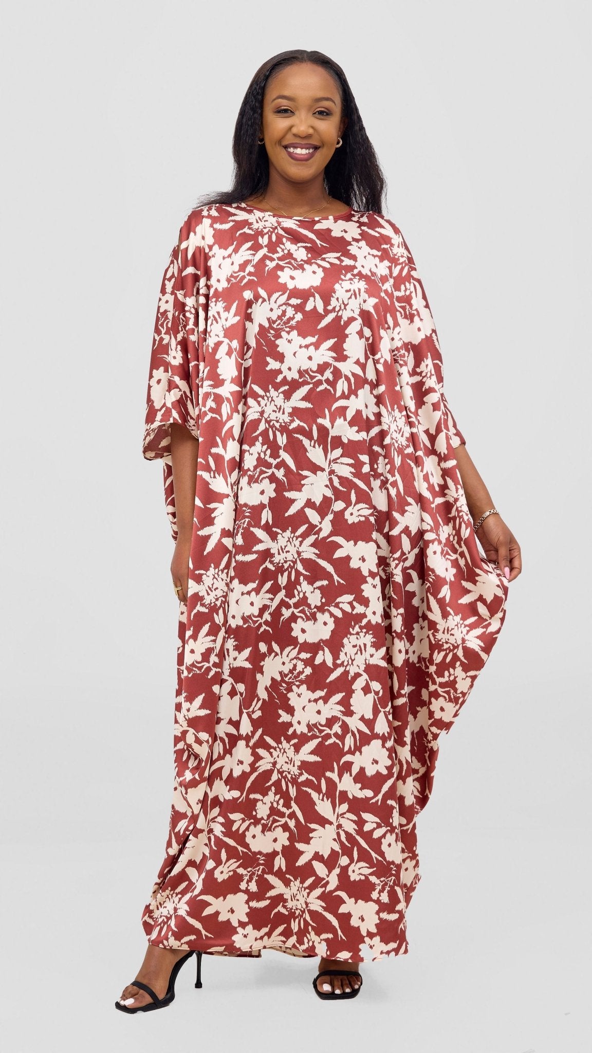 Vivo Lani Maxi Dress - Burgundy / Cream Print - Shopzetu