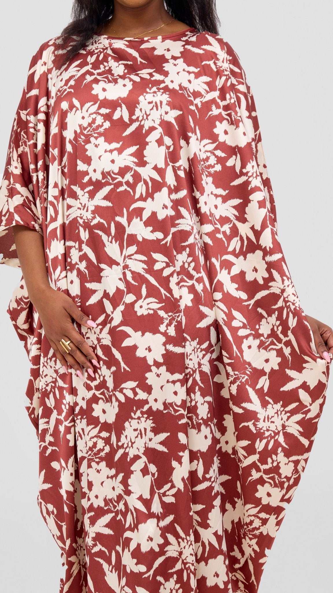Vivo Lani Maxi Dress - Burgundy / Cream Print - Shopzetu