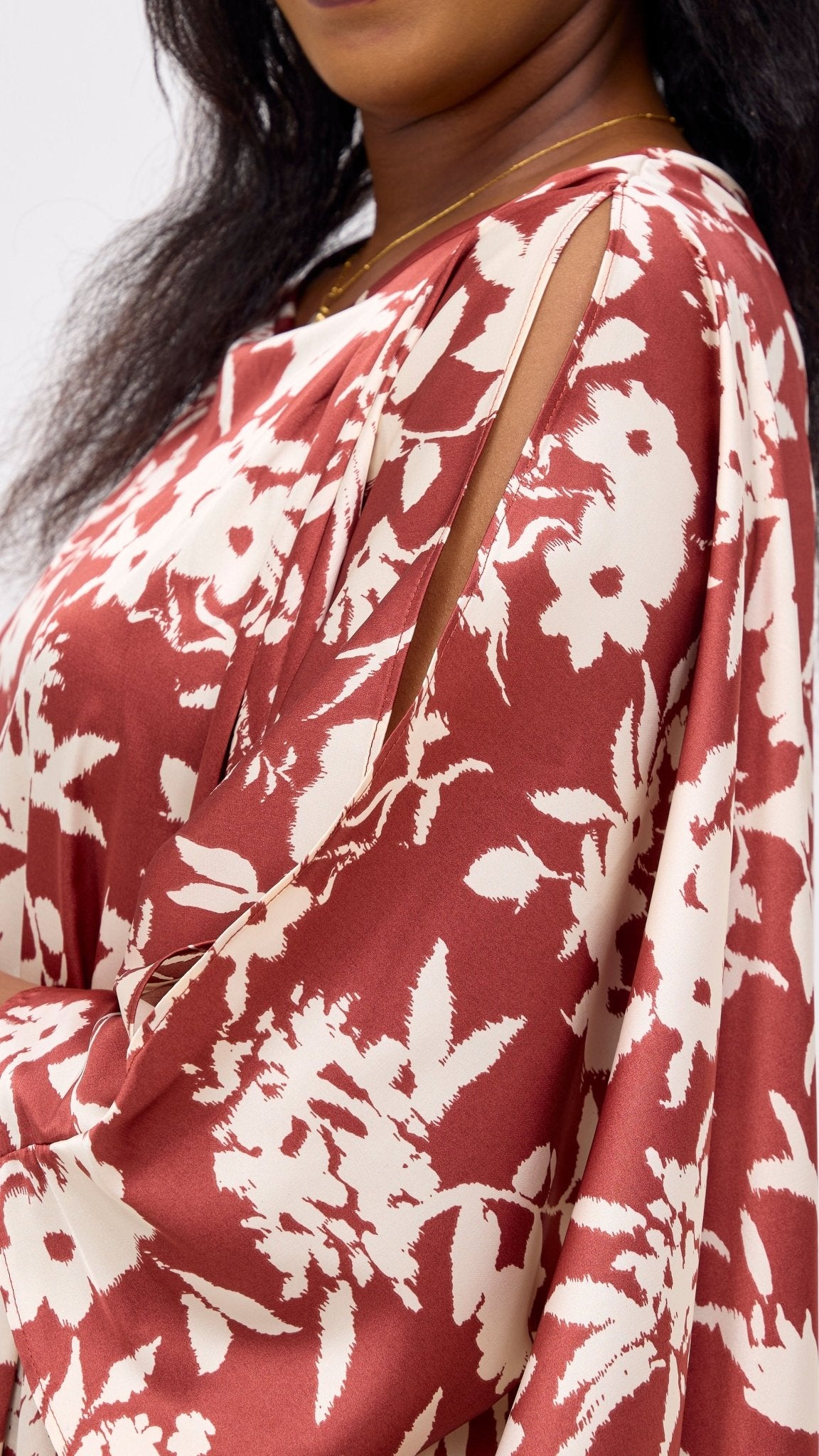 Vivo Lani Maxi Dress - Burgundy / Cream Print - Shopzetu