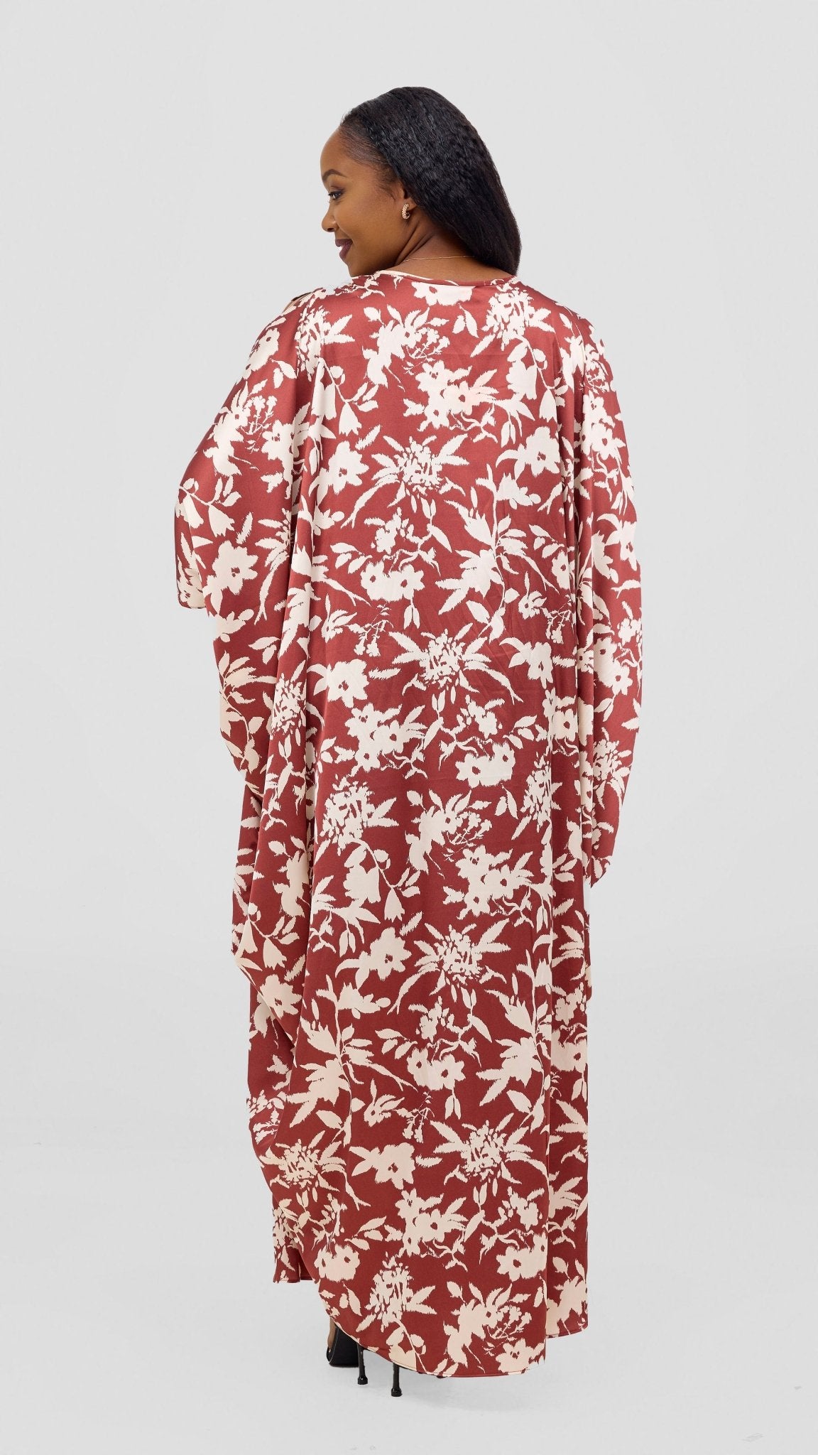 Vivo Lani Maxi Dress - Burgundy / Cream Print - Shopzetu