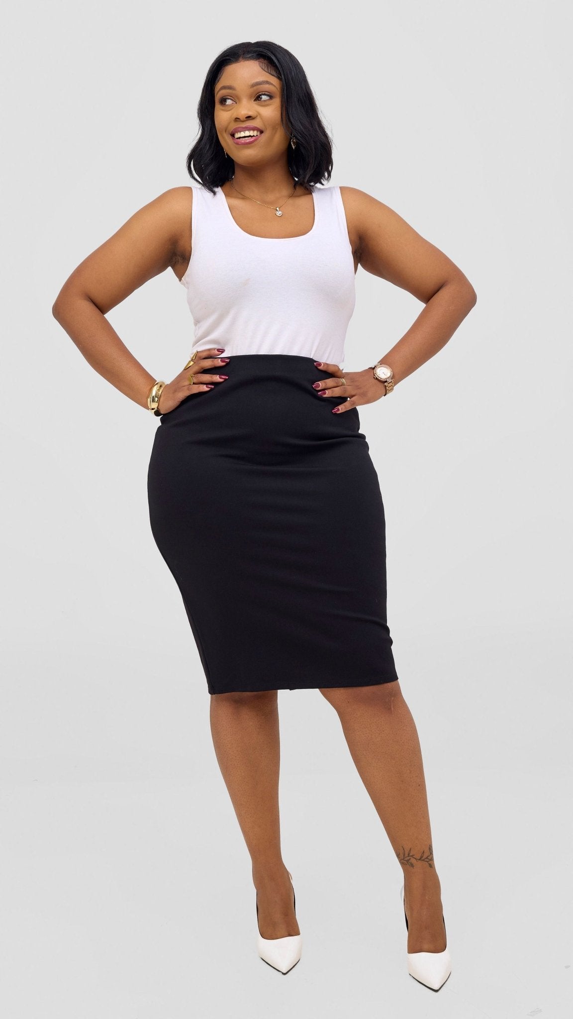 Vivo Waridi Pencil Skirt - Black - Shopzetu