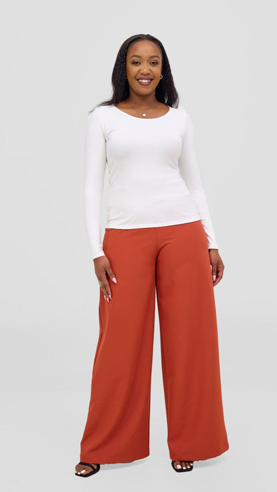 Vivo Basic Val Long Sleeve Top - Off White - Shopzetu