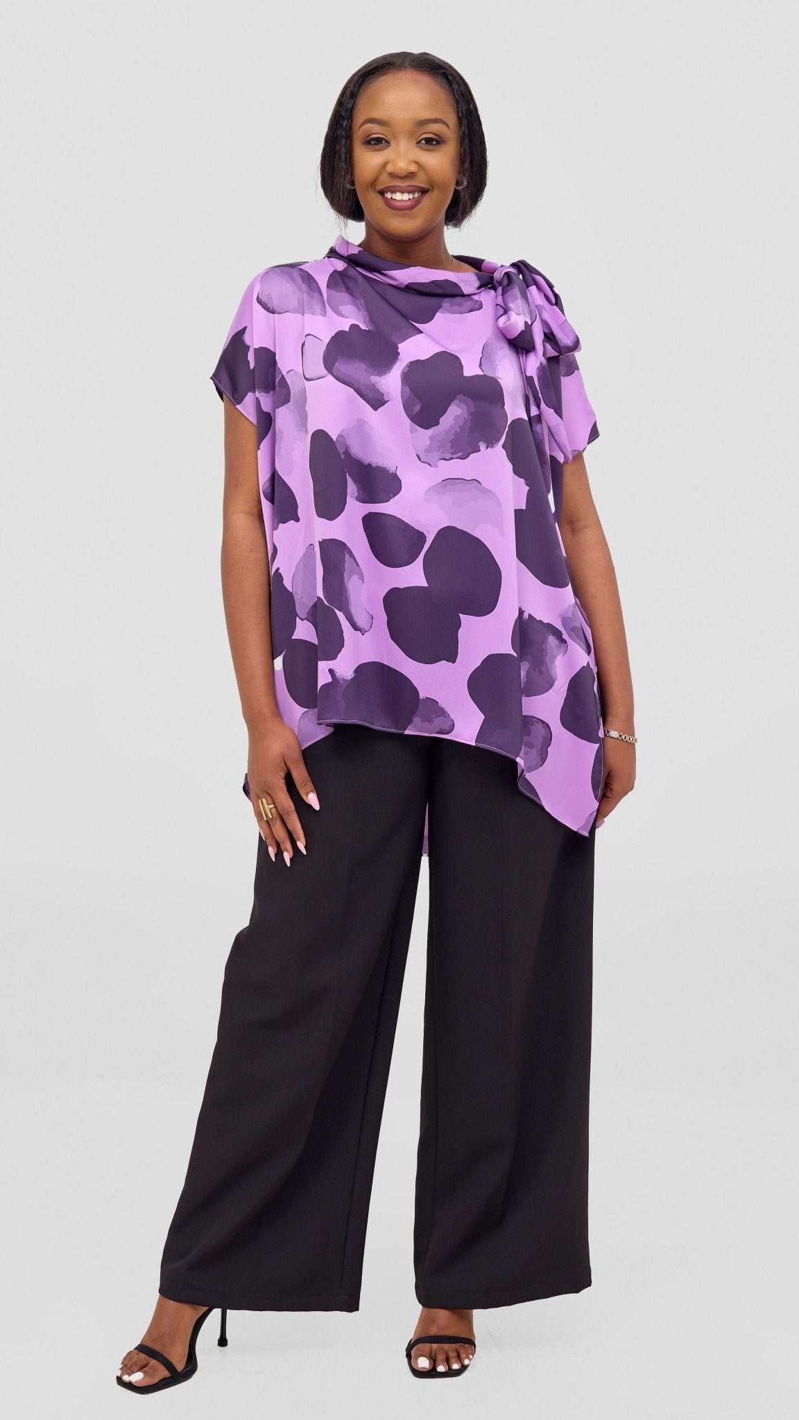 Vivo Takali Tunic Top - Lilac / Eggplant Arisi Print - Shopzetu