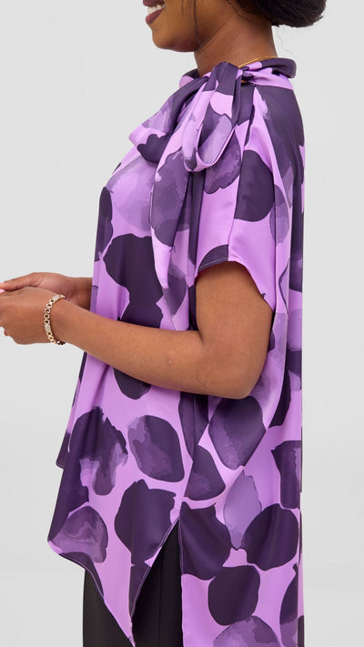 Vivo Takali Tunic Top - Lilac / Eggplant Arisi Print - Shopzetu