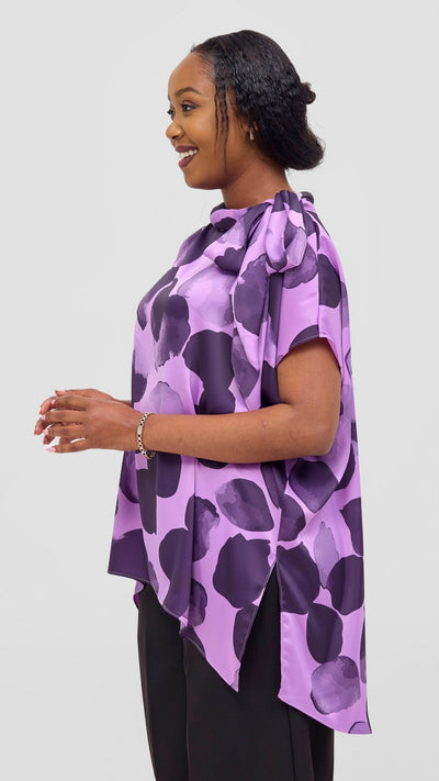 Vivo Takali Tunic Top - Lilac / Eggplant Arisi Print - Shopzetu