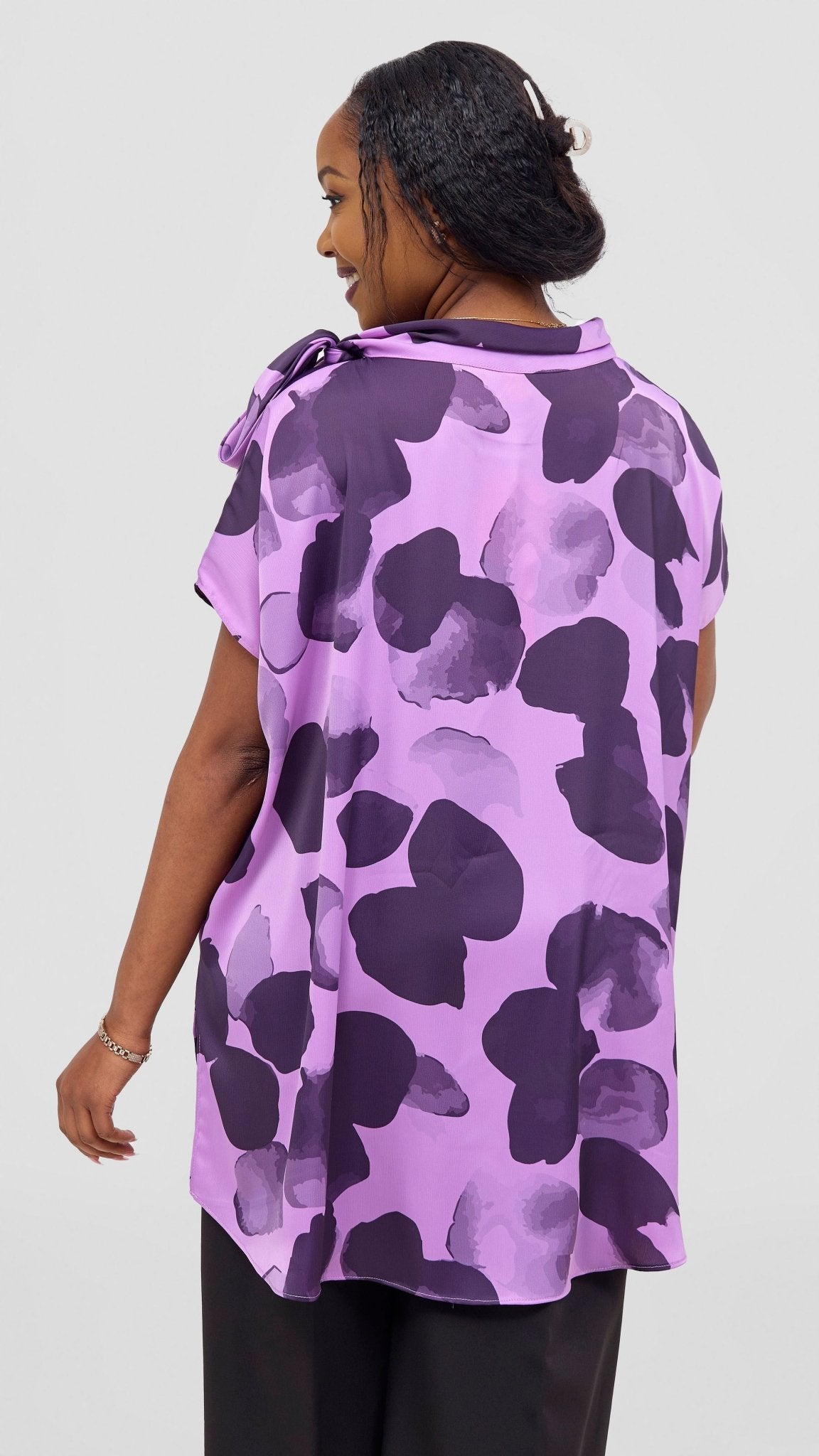 Vivo Takali Tunic Top - Lilac / Eggplant Arisi Print - Shopzetu